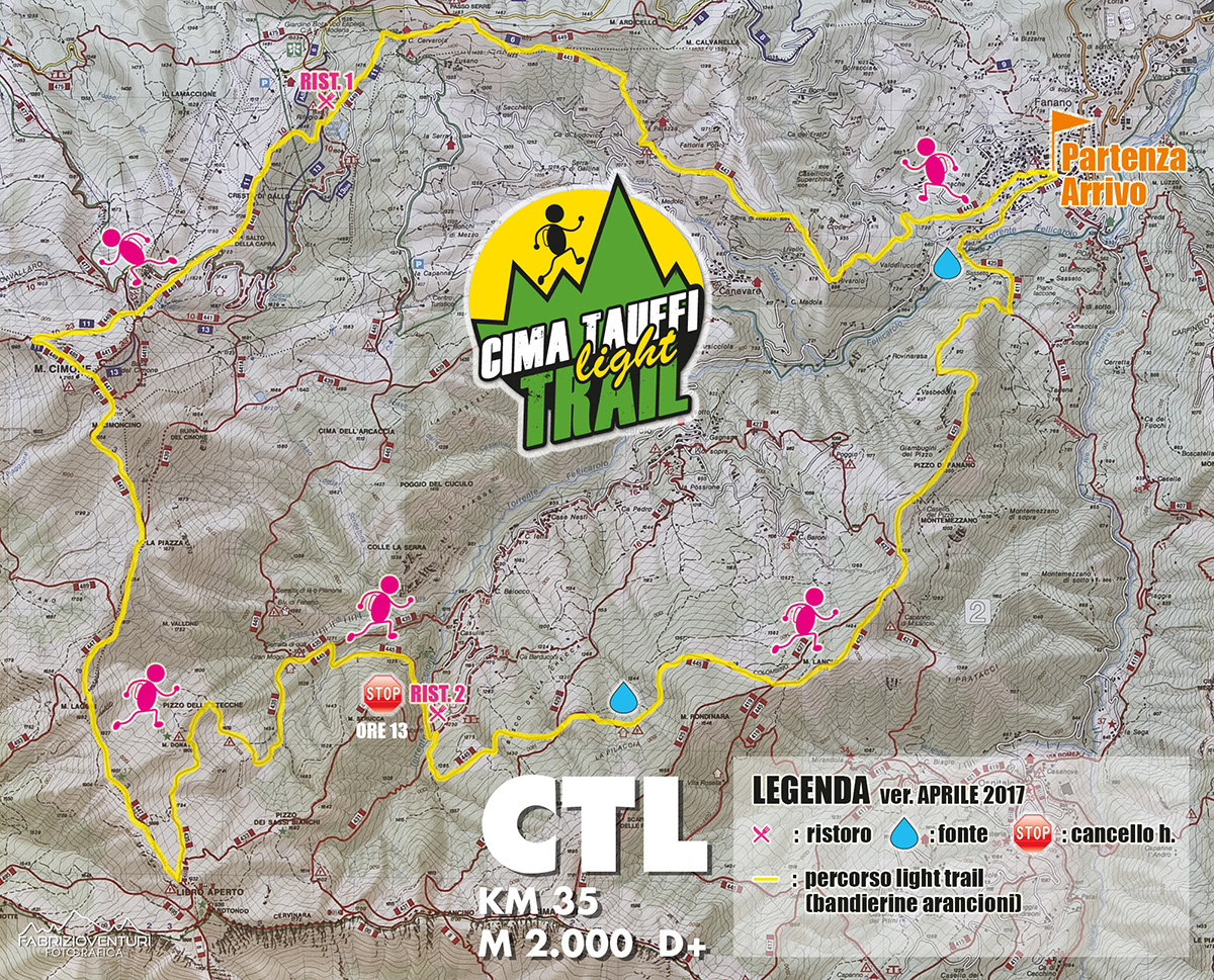 Cartina percorso Cima Tauffi Light Trail